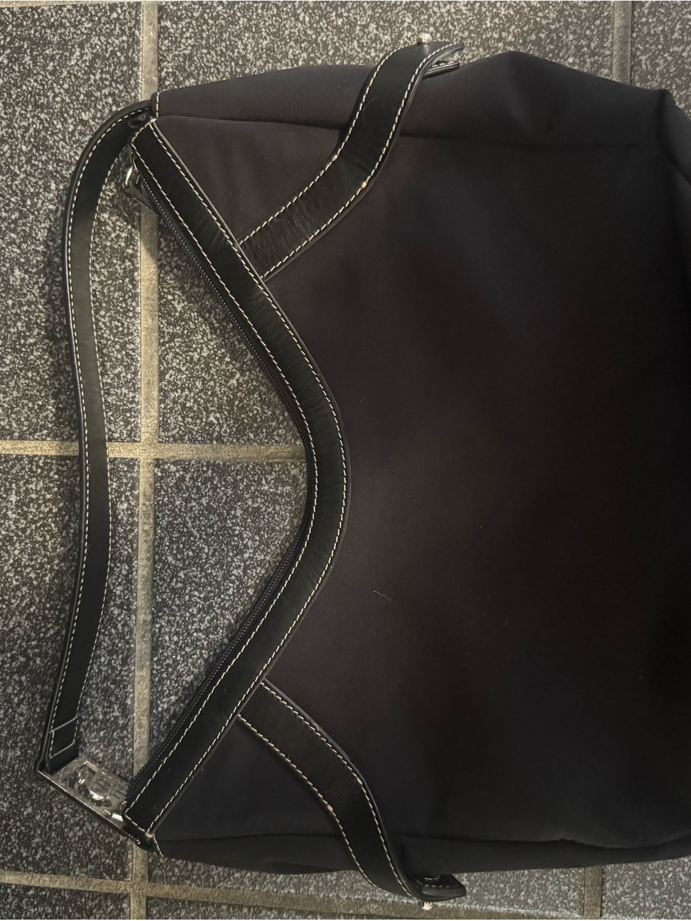 Lauren Ralph Lauren Black Shoulder Bag with White Topstitching